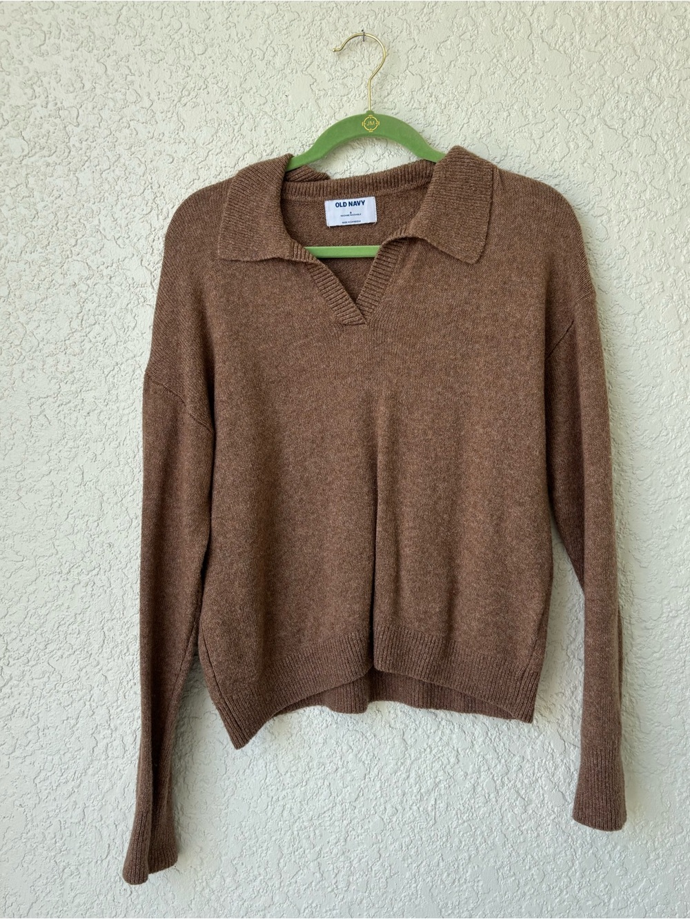 Old Navy Brown Collared V-Neck Pullover Sweater